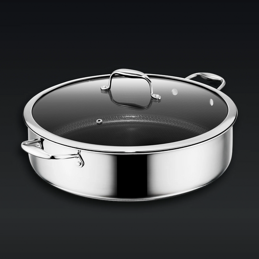 Hybrid Deep Sauté Pan with Lid, 10-QT
