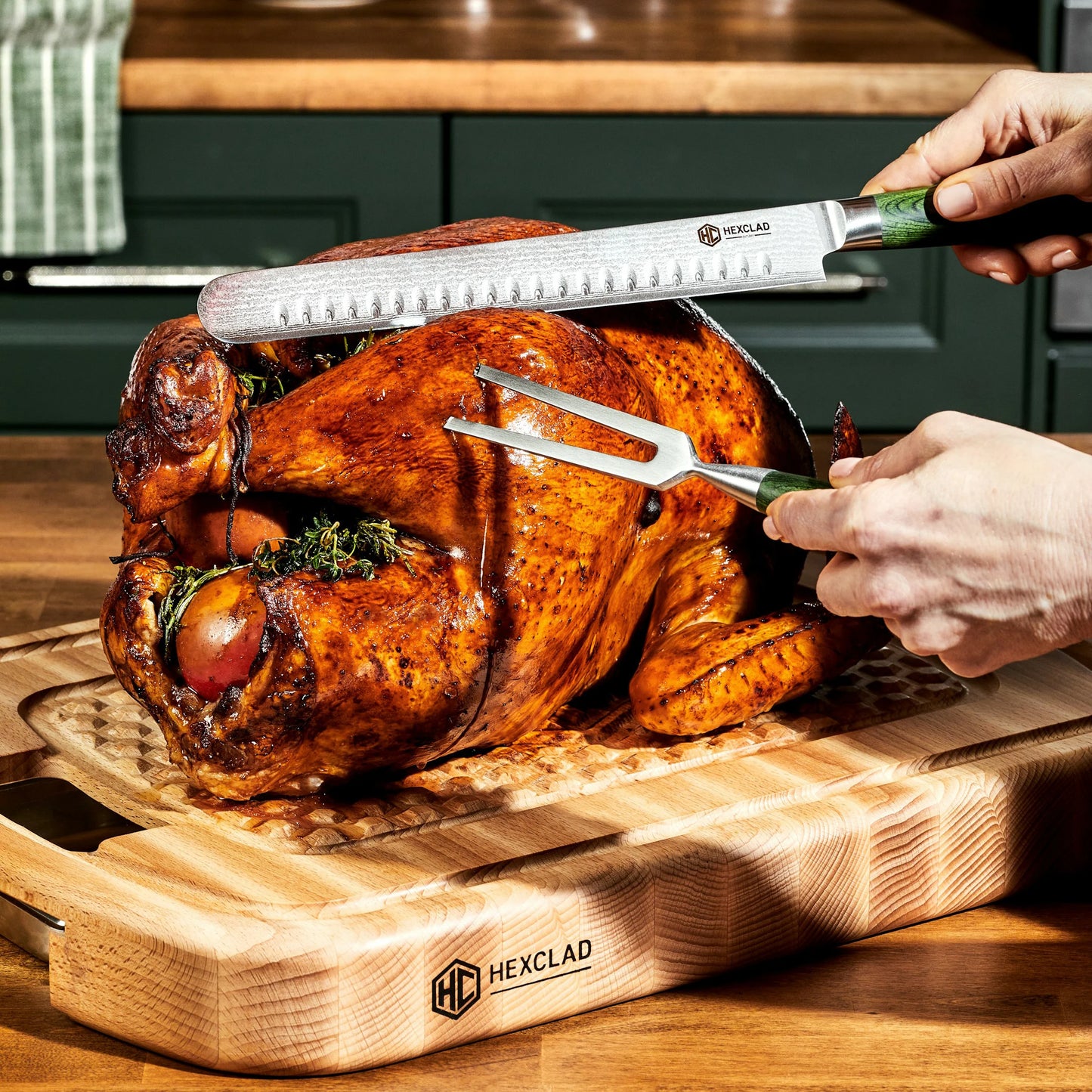 Damascus Steel Carving Set, 2pc