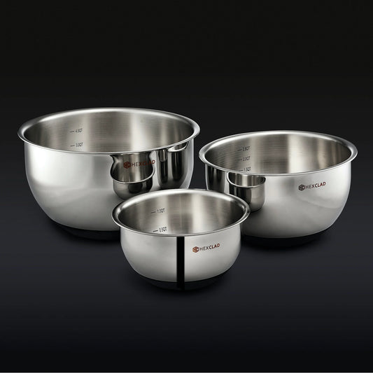 Stainless Mixing Bowl Set with Vacuum Seal Lids, 6pc